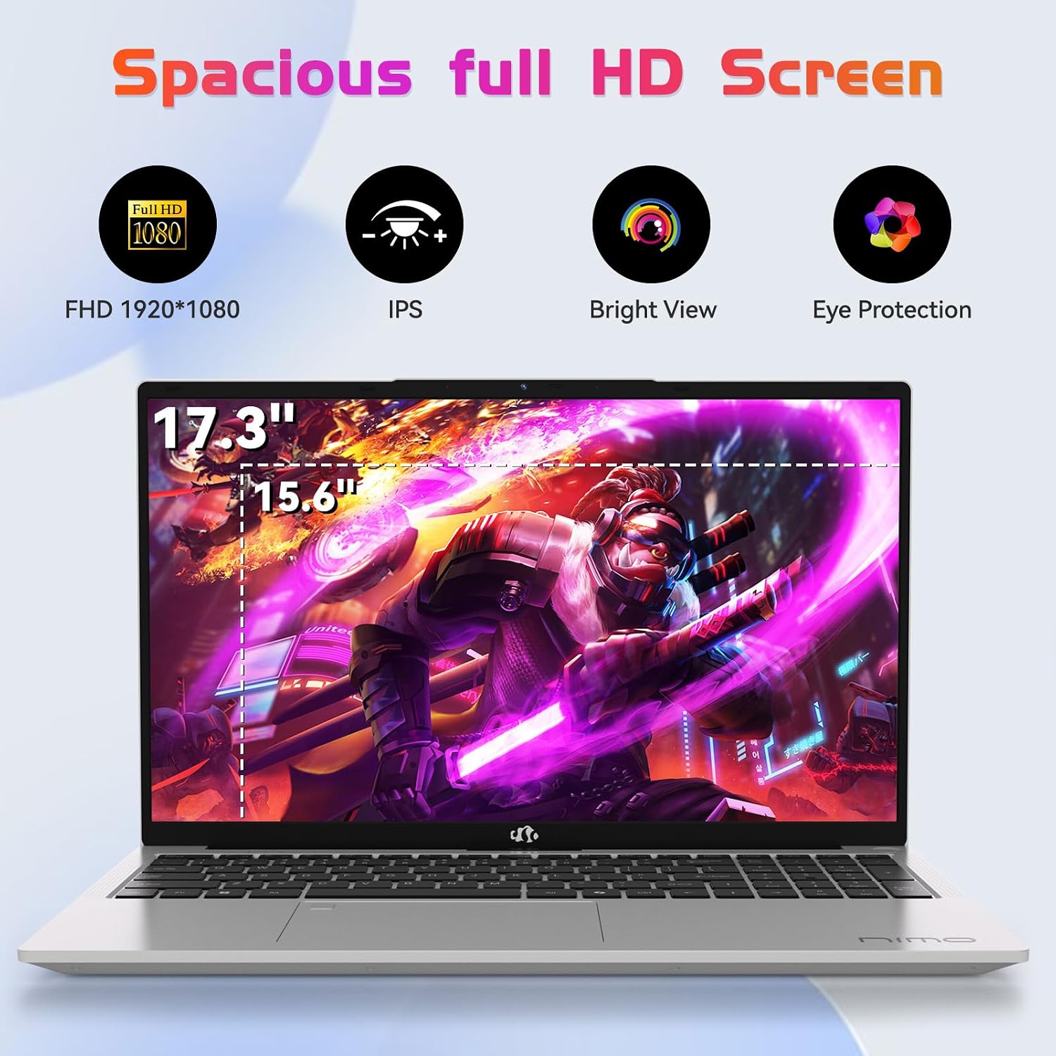 NIMO 17.3' FHD IPS Laptop, Intel Core i3-1215U (Beats i5-1135G7 Class), 32GB RAM, 1TB SSD, Windows 11 Home, Wi-Fi 6, Backlit Keyboard, Fingerprint, USB-C 65W Fast Charge, Bluetooth 5.2, 180° View