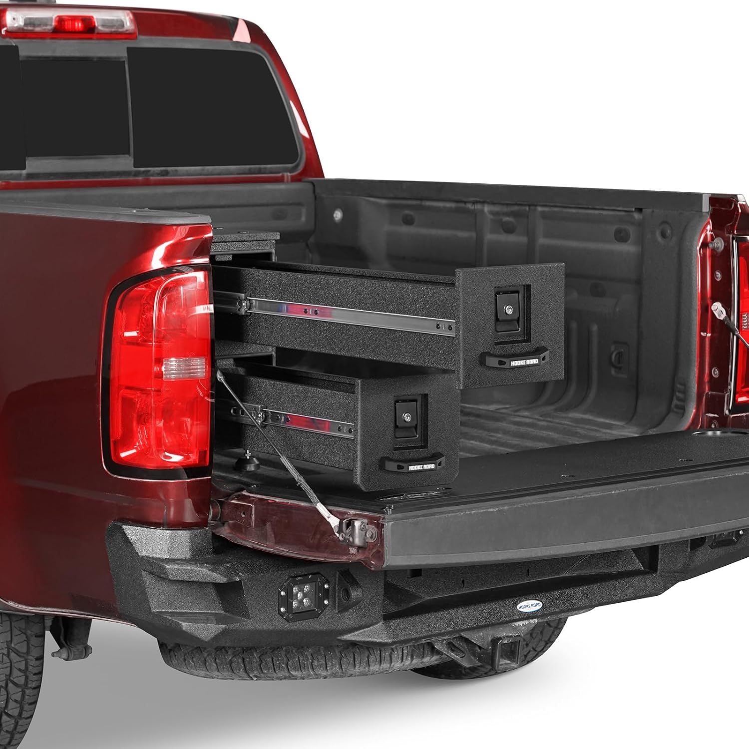 Hooke Road Truck Bed Storage Drawer for 2015-2022 Chevy Colorado & GMC Canyon 5'2' Bed, Slide out Wheel Well Tool Box Organizer with Keys