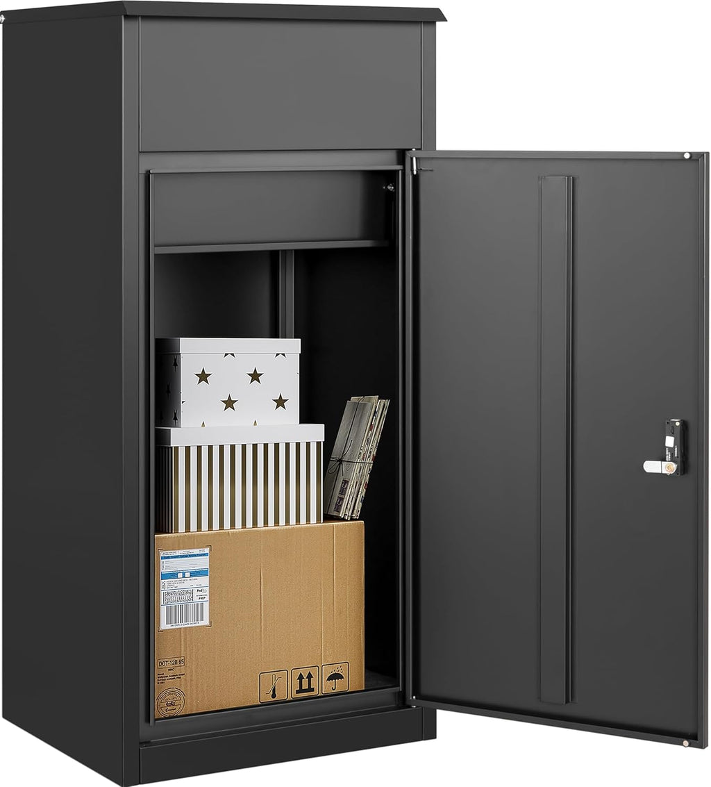 Large Package Delivery Box for Outside with Combination Lock,Parcel Drop Boxes Secure Storage, Anti-Theft Steel Parcel Box, Package Delivery Boxs for Home,Porch, Fence,Curbside (41.3'H)