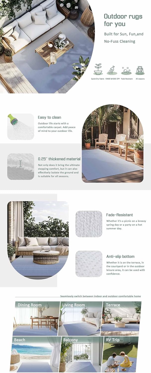 Outdoor Rug 4x6ft Ombre Art Color Gradient Patio Area Rugs Waterproof Easy Cleaning Non Shedding Thick Mats Minimalist Carpet for Indoor Outdoor Porch Deck Backyard Balcony