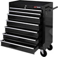7 Drawers Tool Cart on Wheels, 7 Drawer Rolling Tool Chest with Key Lock, Trolley Organizer Tool Case, Multifunctional Rolling Tool Box for Garage,Warehouse,Workshop,Repair Shop (Black)