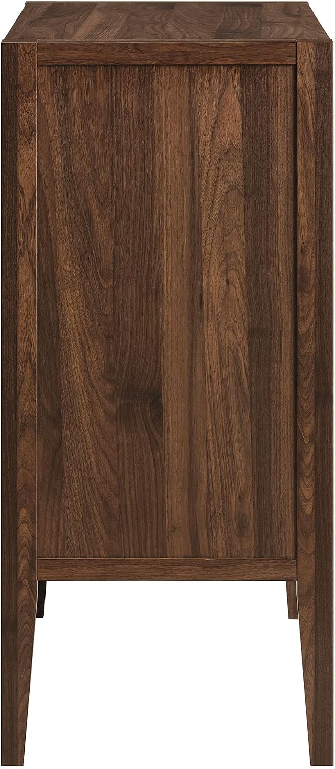 Modway Nell 36 Inch Accent Storage Cabinet in Walnut – Tea/Coffee Small Buffet Cabinet with Shelves for Living Room, Hallway, or Entryway