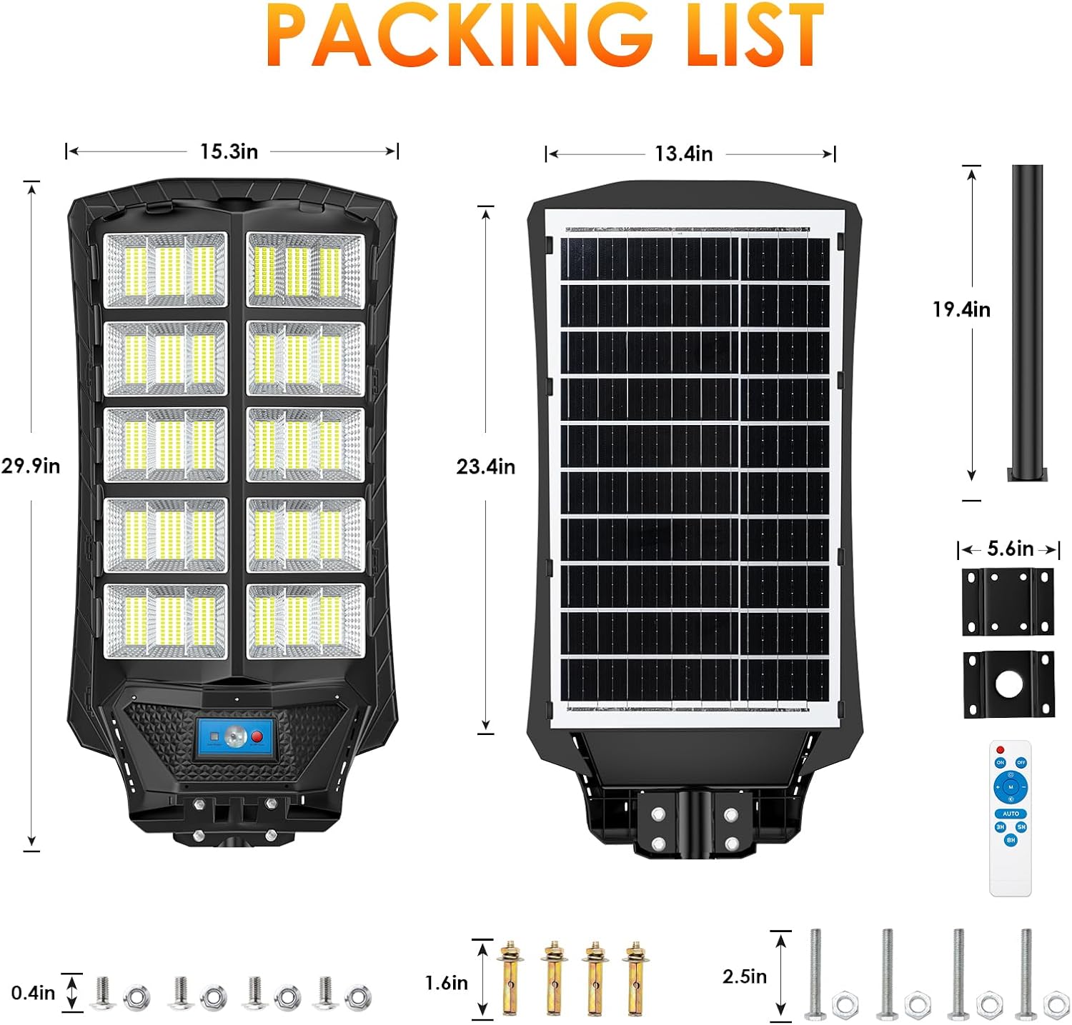 12000W Solar Street Lights Outdoor Waterproof 2 Pack, Large Solar Parking Lot Lights Dusk to Dawn with Remote Control and Motion Sensor, Pole or Wall Mount, for Outside Yard Garage Barn Patio