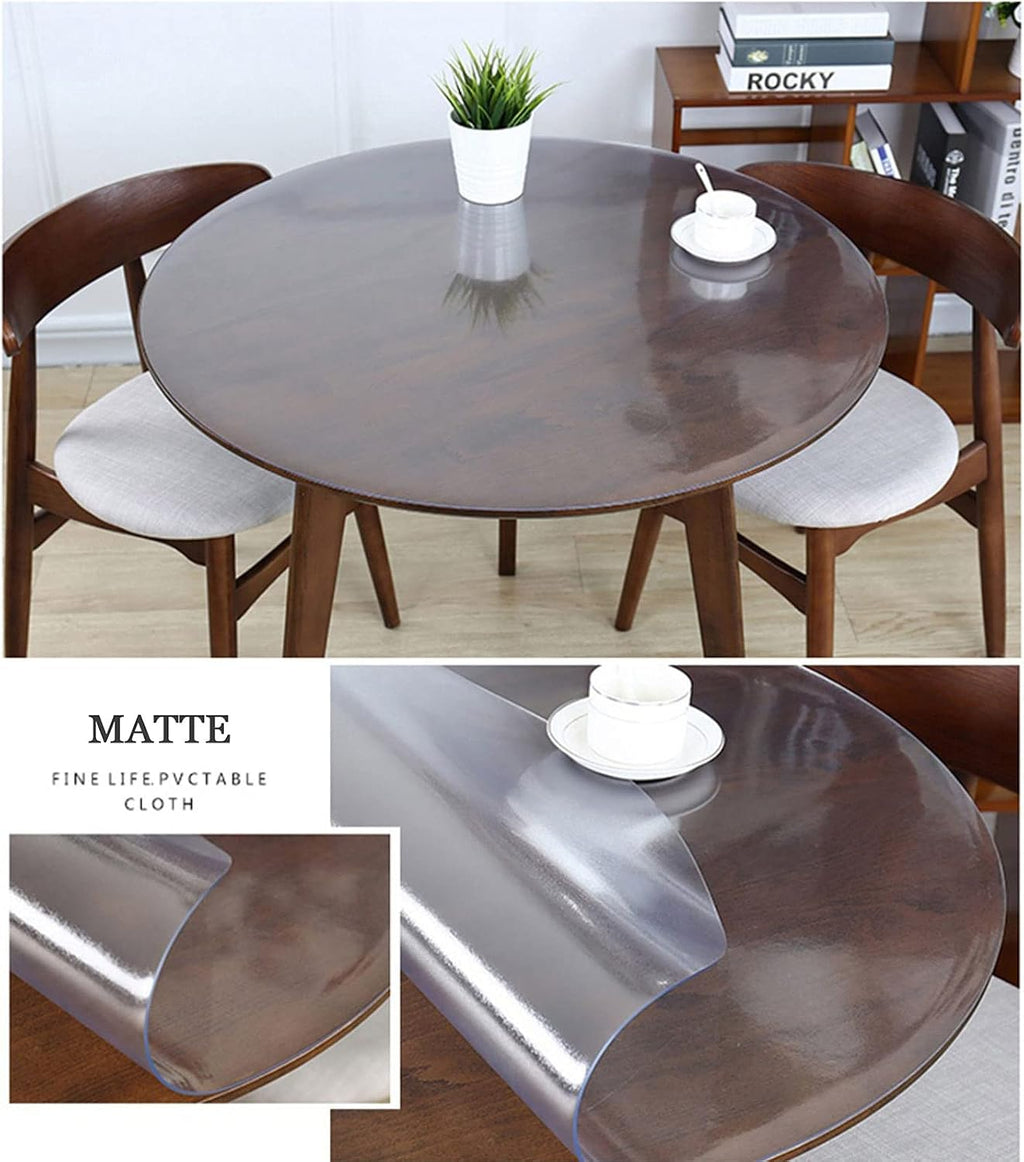 Matte Transparent Tablecloth,3mm Round PVC Table Mat,Table Protection Film,Waterproof Table Cover,for Dining Room Coffee Table Pad Furniture Rugs,φ140cm/55in