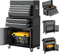 Incbruce 8-Drawer Metal Rolling Tool Chest, High Capacity Toolbox Organizer with Wheels, Detachable Tool Cabinet Top for Mechanics Garage and Workshop (Black)