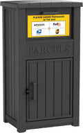 LHBGO Package Delivery Box with Sign, Lockable & Weatherproof Anti-Theft Parcel Delivery Box for Porch, Curbside, Patio，Black