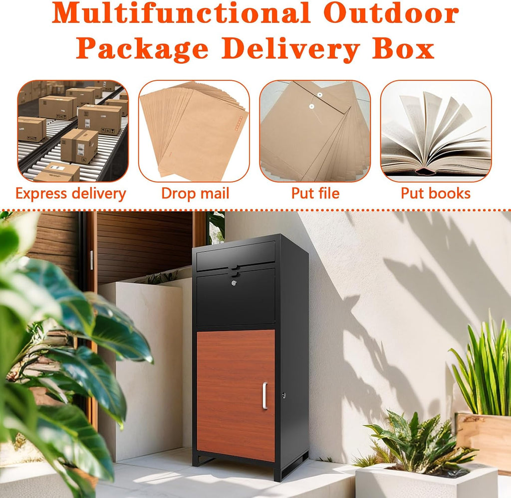 Package Delivery Box for Outside, 36.6'x 15.75'x 15.75' Secure Anti Theft Package Delivery Box with Mailbox, for House, Porch, Curbside