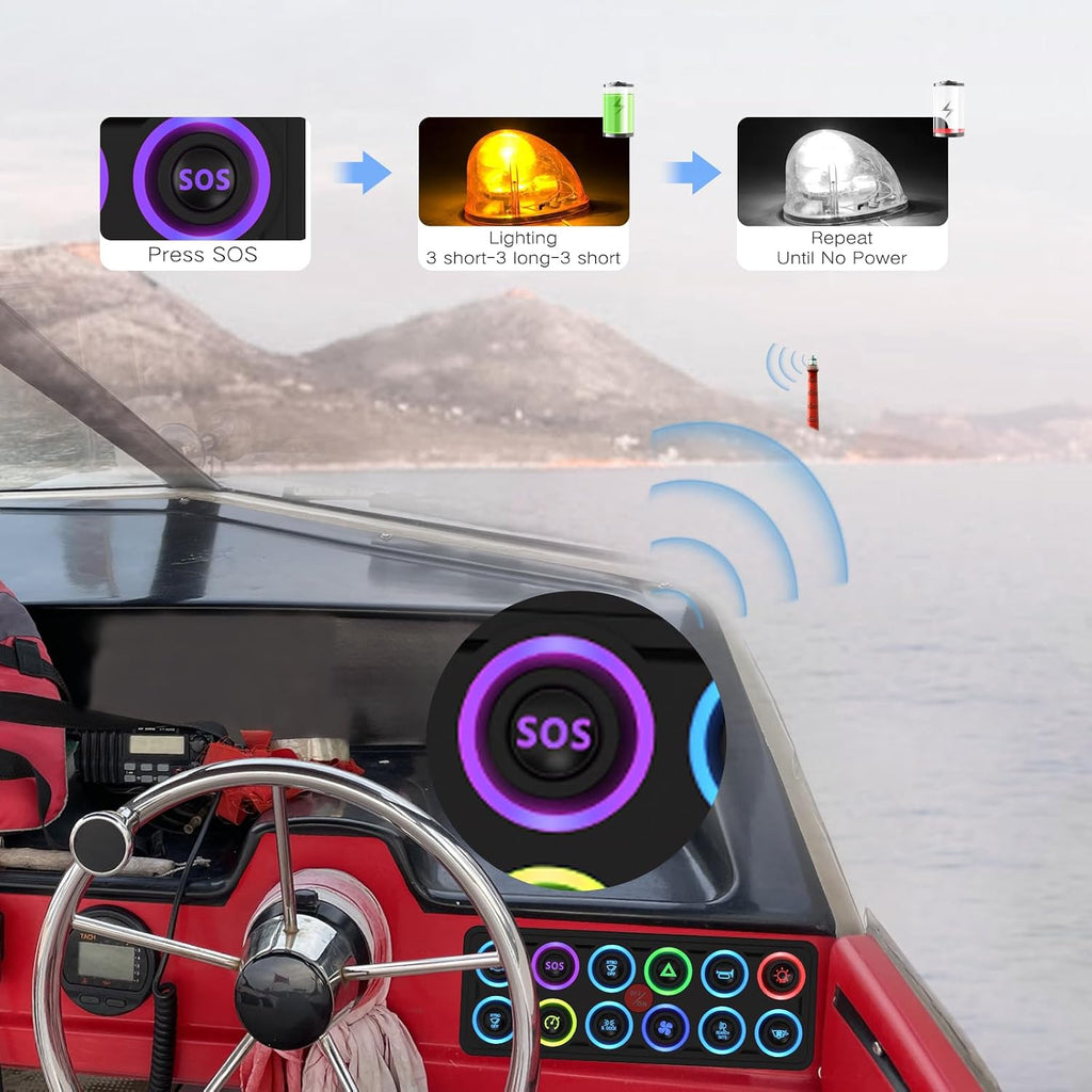 MaySpare Switch Panel Upgraded Multicolored Toggle Momentary Pulse Panel,Electronic Relay System for Yachts Trucks Off-Road Vehicles RVs SUVs UTVs ATVs- IP68 Waterproof (12 Gang Switch Panel)