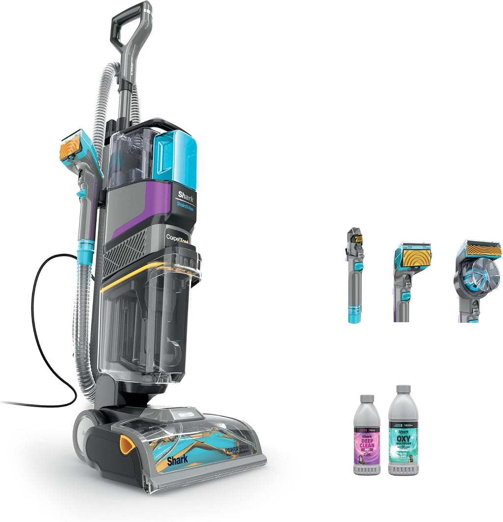 Shark EX300 CarpetXpert HairPro with StainStriker Technology Upright Vacuum, Built-in Spot & Stain Eliminator, Perfect for Pets & Hair Removal, 3 Cleaning Tools, Cleaning Solution (Renewed)
