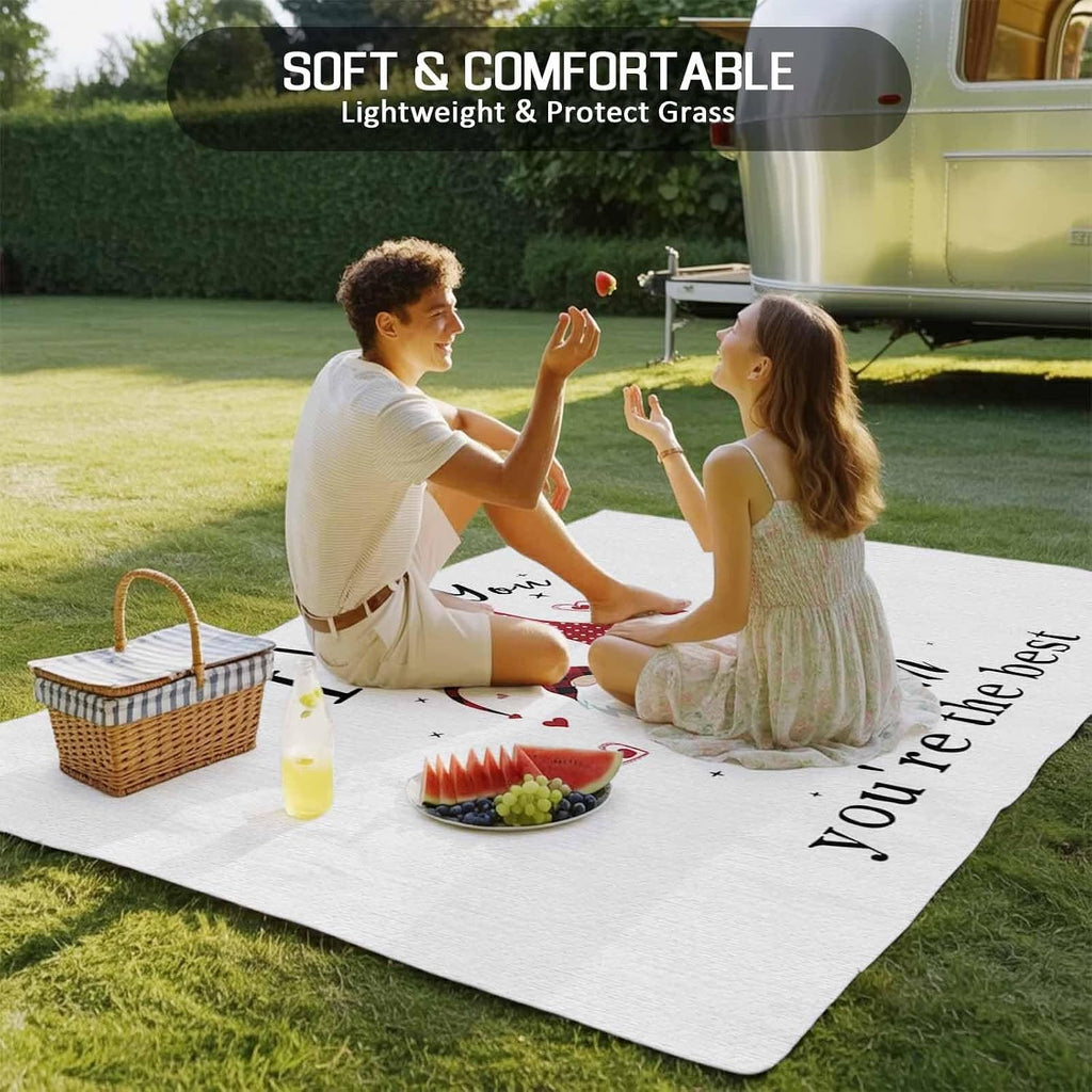 Outdoor Rug 4x6ft Mother's Day Gnomes with Romantic Red Hearts Patio Area Rugs Waterproof Easy Cleaning Non Shedding Thick Mats White Carpet for Indoor Outdoor Porch Deck Backyard Balcony