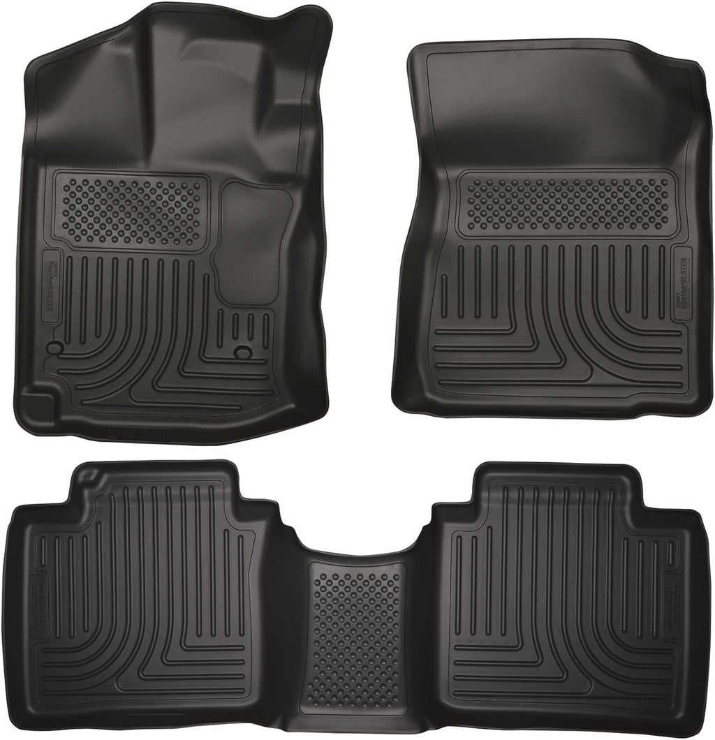 Husky Liners Weatherbeater Floor Mats | Fits 2012-2014 Toyota Venza | Front & 2nd Row, 3-pc Black - 99541