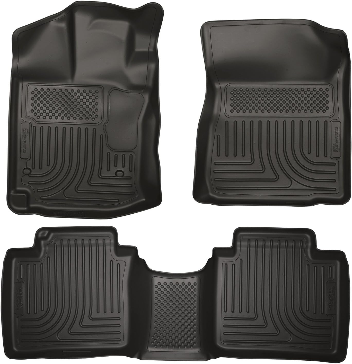 Husky Liners Weatherbeater Floor Mats | Fits 2012-2014 Toyota Venza | Front & 2nd Row, 3-pc Black - 99541