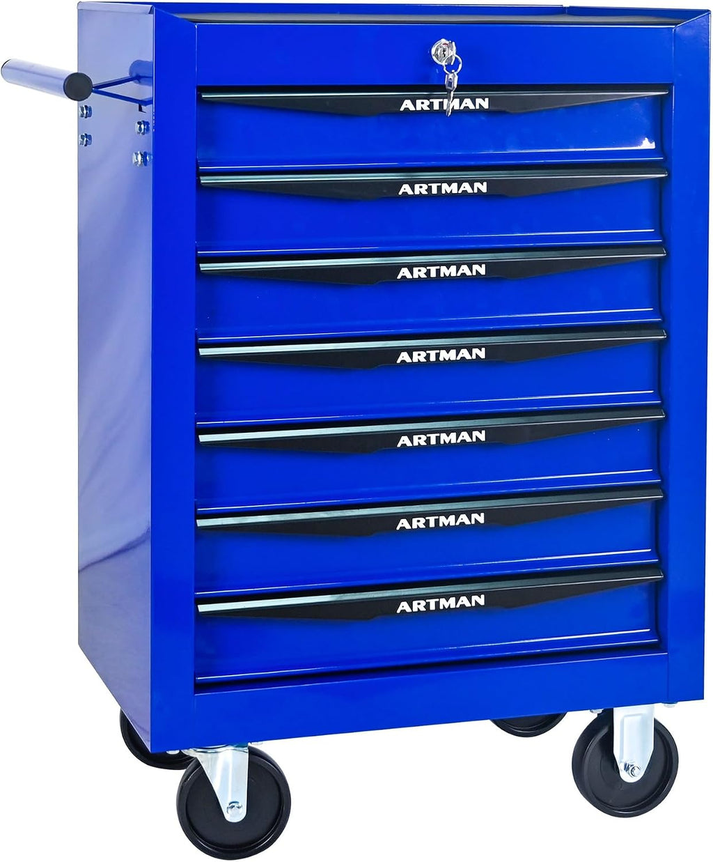 Rolling Metal Tool Chest with 7 Drawers – 20' Steel Tool Storage Box Organizer with Ball Bearing Slides & Lockable Mobile Cabinet on Wheels(Blue)