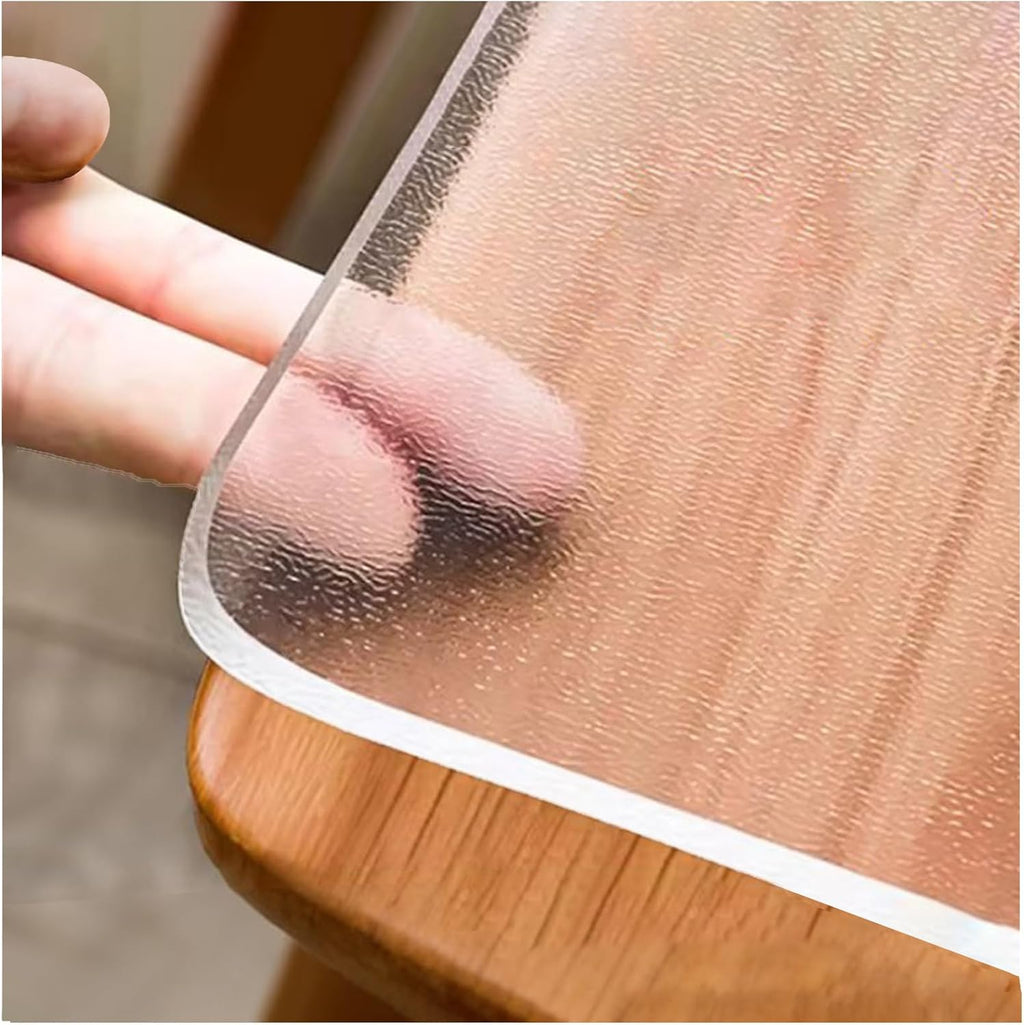 Frosted 2mm Thick Plastic Table Cover Transparent,54x81 Inch Clear PVC Desk Mat Protector,Oil-Proof Vinyl Tablecloth Easy Cleaning Desk Pad Clear Table Protector for Coffee Dining Room Tabletop