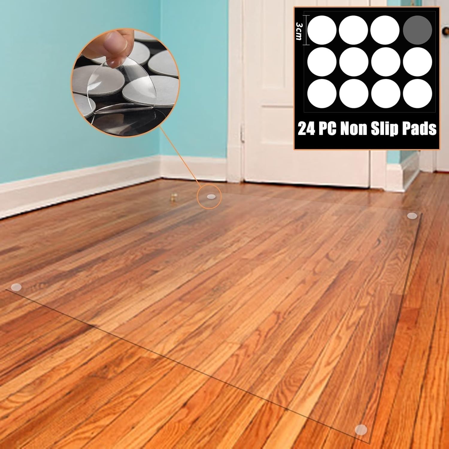 Clear Floor Protector Mat Waterproof, Hardwood Floors Carpet Pad for Exercise Equipment Table Rolling Chair Pets, Non Skid Transparent Vinyl Plastic Runners Mats(5 x 12ft/153 x 366cm)