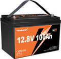 12V 100Ah LiFePO4 Lithium Battery Buit in 100A BMS 1.28kWh Up to 6000 Deep Cycle Rechargeable Lithium Iron Phosphate Battery Perfect for RV Trolling Motor Fish finder Marine