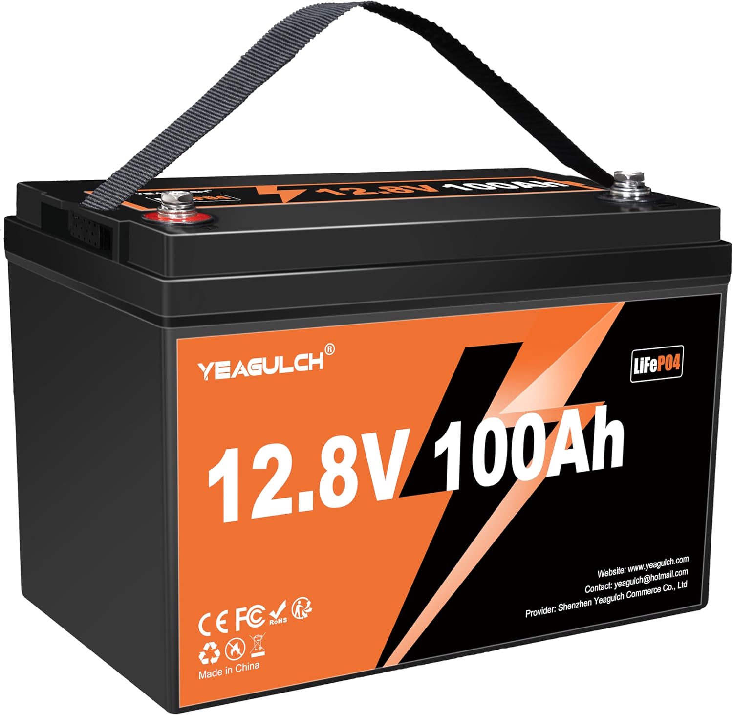 12V 100Ah LiFePO4 Lithium Battery Buit in 100A BMS 1.28kWh Up to 6000 Deep Cycle Rechargeable Lithium Iron Phosphate Battery Perfect for RV Trolling Motor Fish finder Marine