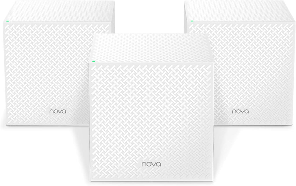 Tenda Nova Mesh WiFi System MW12 - Covers up to 6000 sq.ft - Tri-Band AC2100 Whole Home WiFi Mesh System - Gigabit Mesh Router for 100+ Devices - Dual-Band Mesh Network - 3 Gigabit Ports - 3-Pack