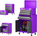 AIRAJ Rolling Tool Chest,4 Drawers Tool Chest with 4 Swivel Casters,Large-Capacity Detachable Tool Cabinet with Lock and Double Doors,Suitable for Work Shops,Warehouse and Garage,Purple
