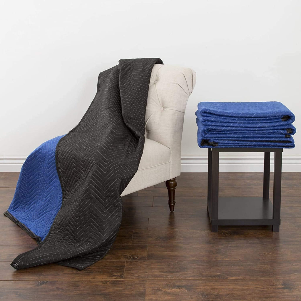 Dallas Packaging Supply 12 Supreme & Moving Blankets 80' x 72' (85 lb/dz Weight) Quilted Shipping Furniture Pads Cotton/Polyester Blend Fabric and Royal Blue in Color