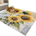 Outdoor Rug 4x6ft Summer Country Blossom Sunflowerretro Newspaper Backdrop Patio Area Rugs Waterproof Easy Cleaning Non Shedding Thick Mats Carpet for Indoor Outdoor Porch Deck Backyard Balcony