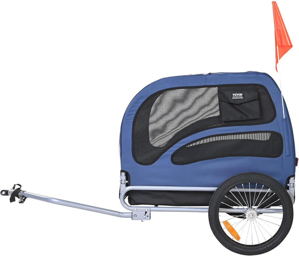 VEVOR Dog Bike Trailer, Supports up to 100 lbs, Pet Cart Bicycle Carrier, Easy Folding Frame with Quick Release Wheels, Universal Bicycle Coupler, Reflectors, Flag, Collapsible to Store