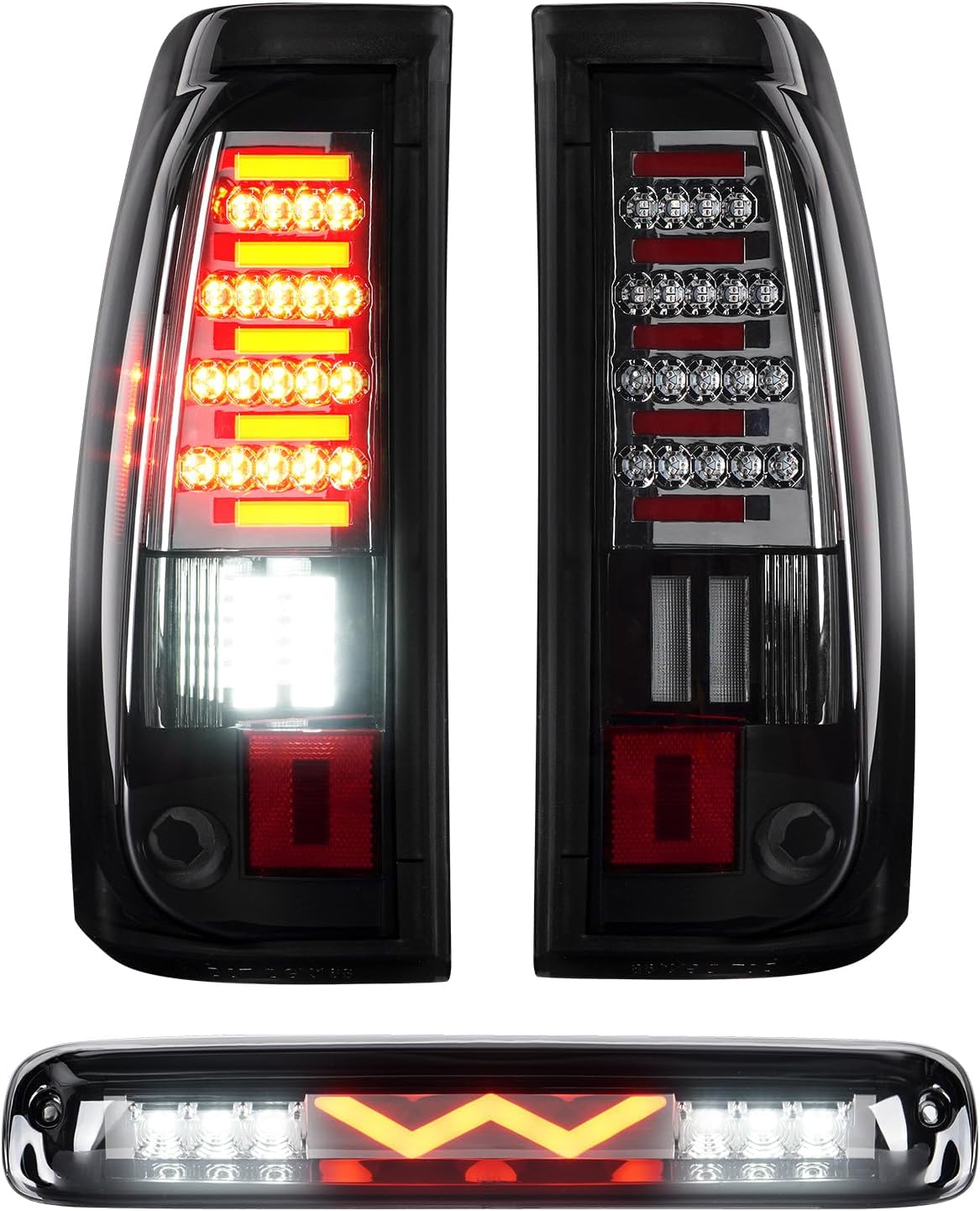 Tail Light + 3rd Brake Cargo Lamp for Chevy Silverado 1500 2500 2003-2006, Silverado Sierra 1500 1500HD 2500HD Classic 07, Sierra 1500 04-06, 1500HD 05-06, 2500 HD 3500 04-06 Rear LED Taillight