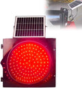 Solar Traffic Signals Signs Lights, LED Warning Light with Solar Panel, Red/Yellow Flashing Light, Outdoor Waterproof Road Safety Emergency Lamp for Intersections, Curves, Bridges(Red,400)