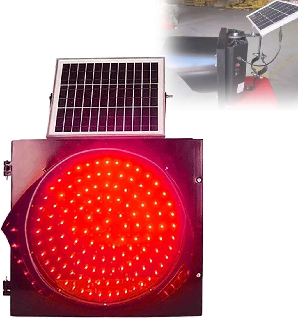 Solar Traffic Signals Signs Lights, LED Warning Light with Solar Panel, Red/Yellow Flashing Light, Outdoor Waterproof Road Safety Emergency Lamp for Intersections, Curves, Bridges(Red,300)