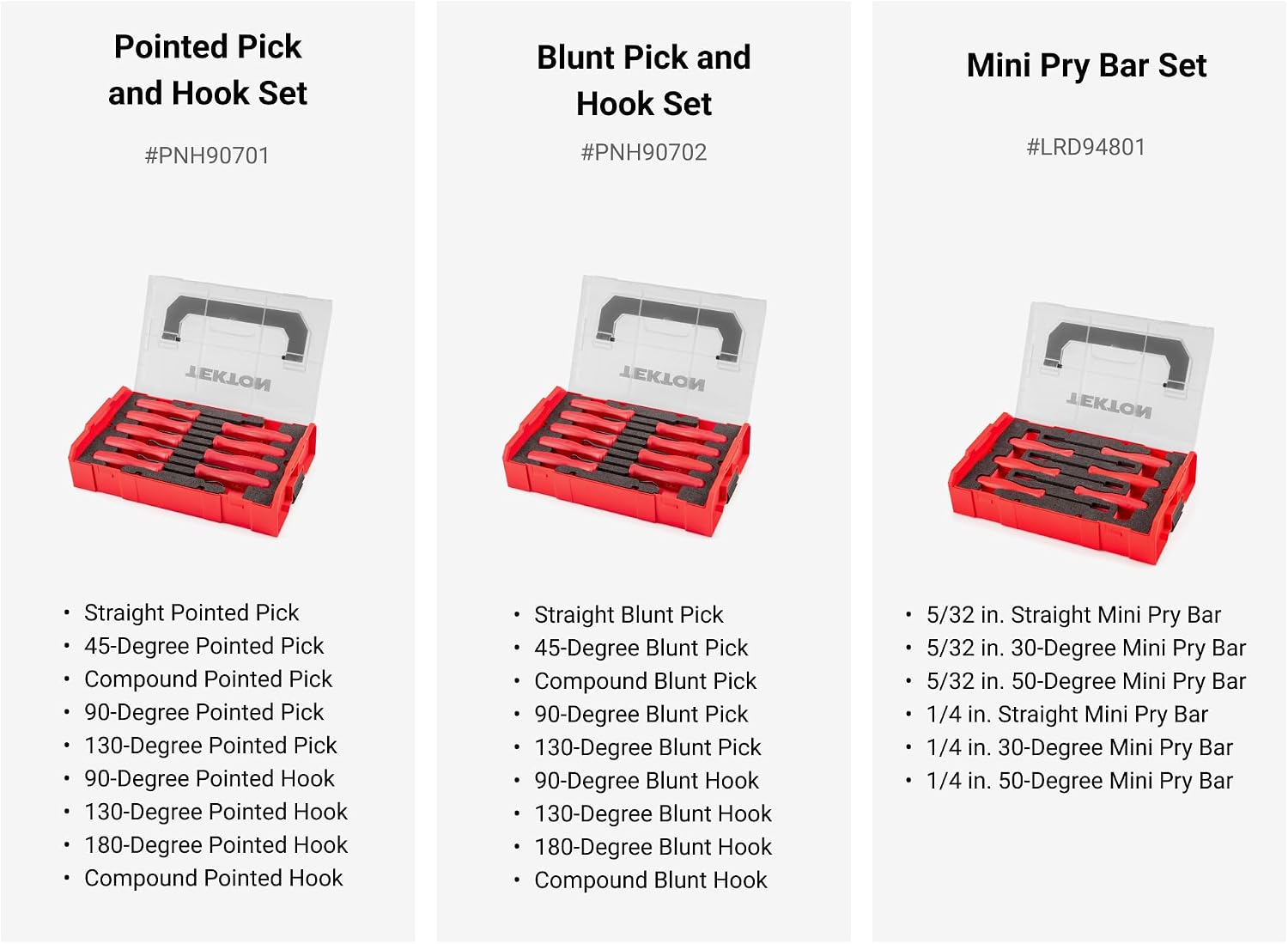 TEKTON Pick, Hook, and Mini Pry Bar Set with Mini Stacking Tool Boxes (24-Piece) | LVR14001
