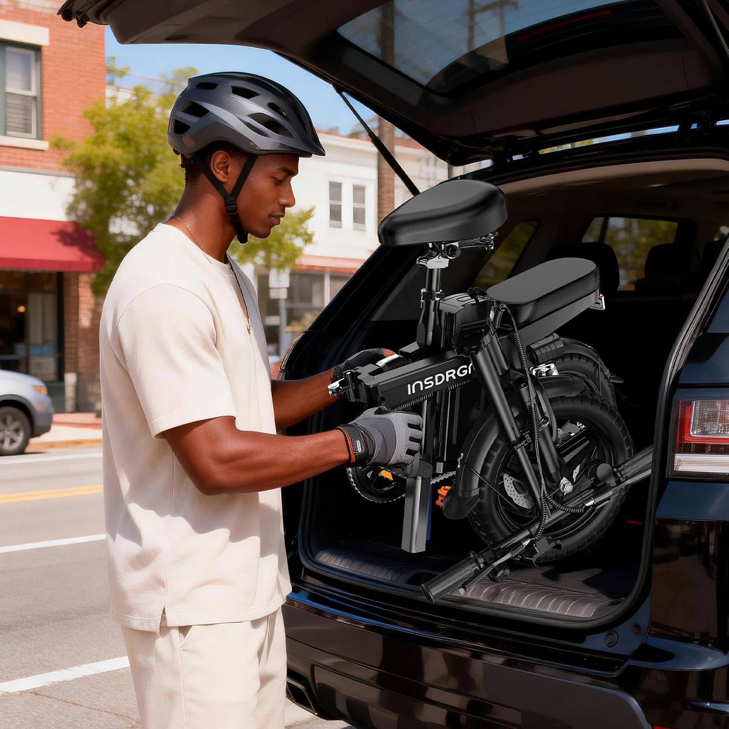 INSDRGN 14' Folding Electric Bike for Adults, Peak 1500W Motor,20MPH Max Speed,48V 16Ah Removable Battery Electric Bike, 35/62Miles Max Range, UL 2849 Certified E Bike