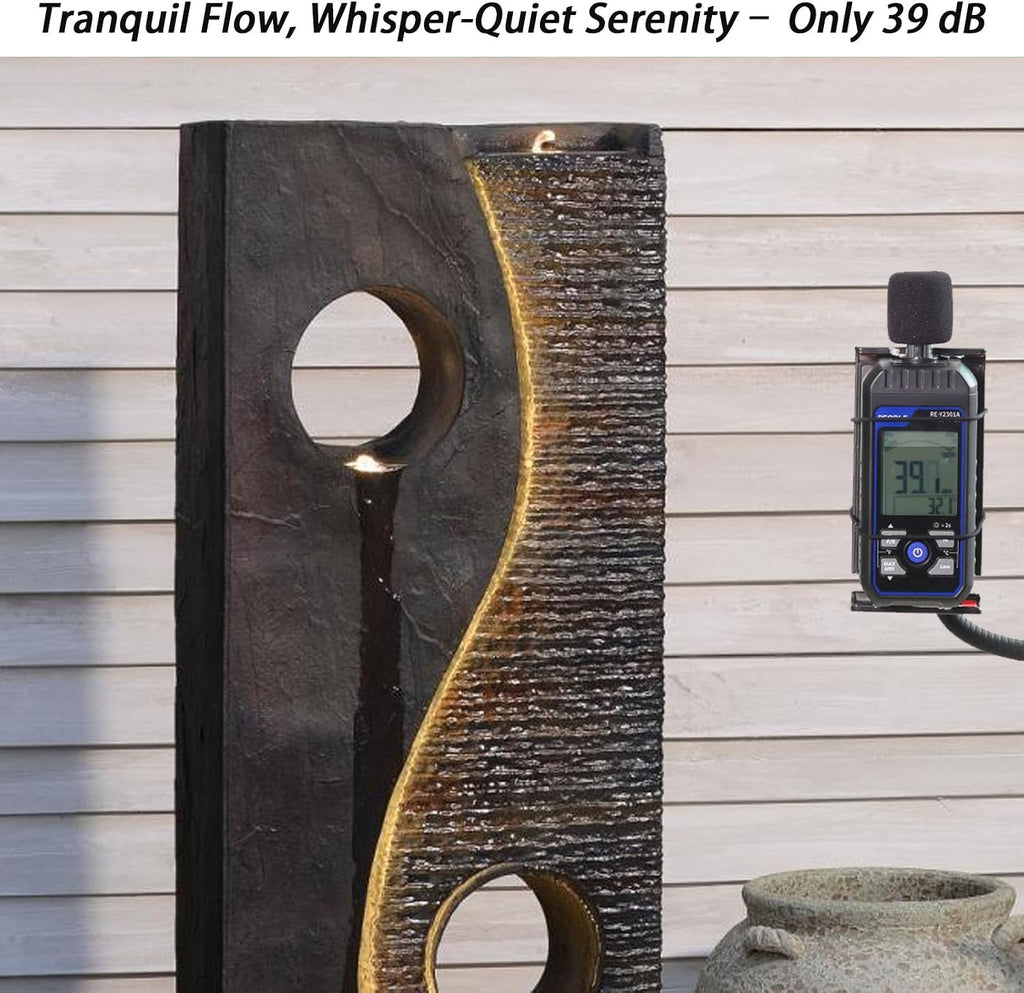 Tankana 47 inches Water Fountain Outdoor Garden - Waterfall Indoor Modern Large Freestanding Water Feature Fountains Faux Rust Finish with LED Lights for Patio Yard Pool Home Decor