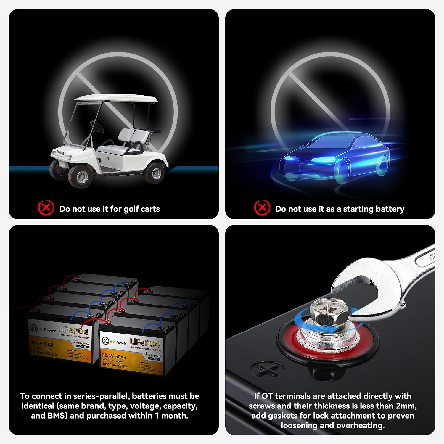 36V 50Ah Trolling Motors Lithium LiFePO4 Battery, Built-in 50A BMS, 1.2C Discharge 60A Current,Deep Cycle Group31 Lithium Iron Phosphate Battery, Perfect for Trolling Motor,RV, Boat, Marine, Solar