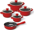 Real Ceramic, Non Scratchable, Non Toxic Cookware Set - Oven Safe Up to 1200F, Stovetop Agnostic, Dishwasher Safe, Longlasting and Lightweight - PFAS, PTFE, PFOA, PFOS - Tomato Red