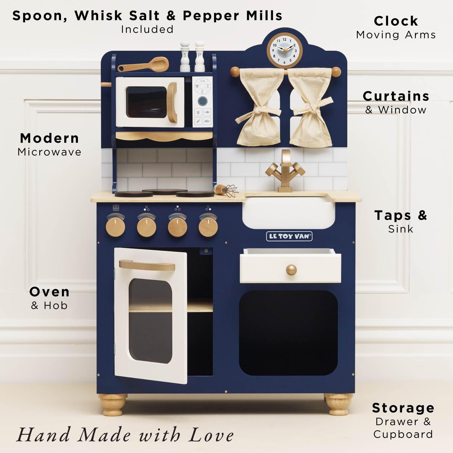 Le Toy Van Oxford Deluxe Toy Kitchen Premium Wooden Toys for Kids Ages 3 Years & Up, Oxford Deluxe Kitchen