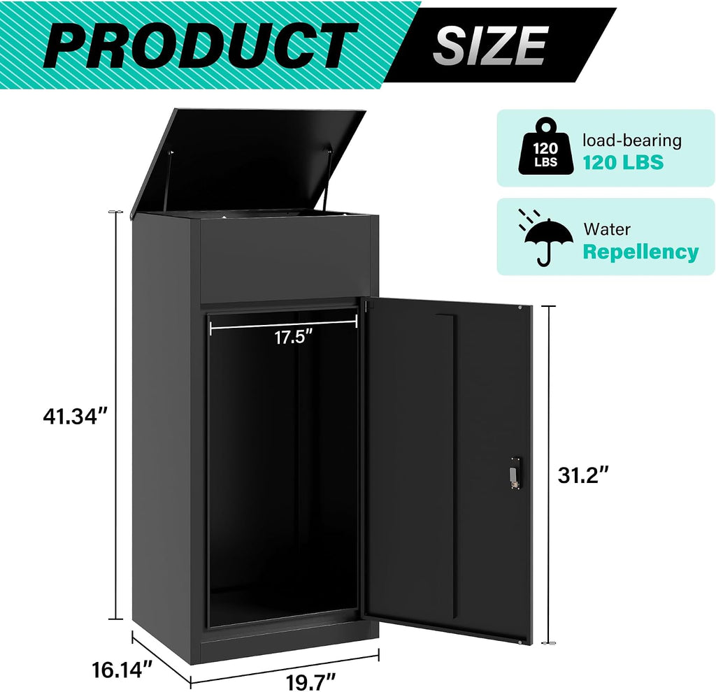 Large Package Delivery Box for Outside with Combination Lock,Parcel Drop Boxes Secure Storage, Anti-Theft Steel Parcel Box, Package Delivery Boxs for Home,Porch, Fence,Curbside (41.3'H)
