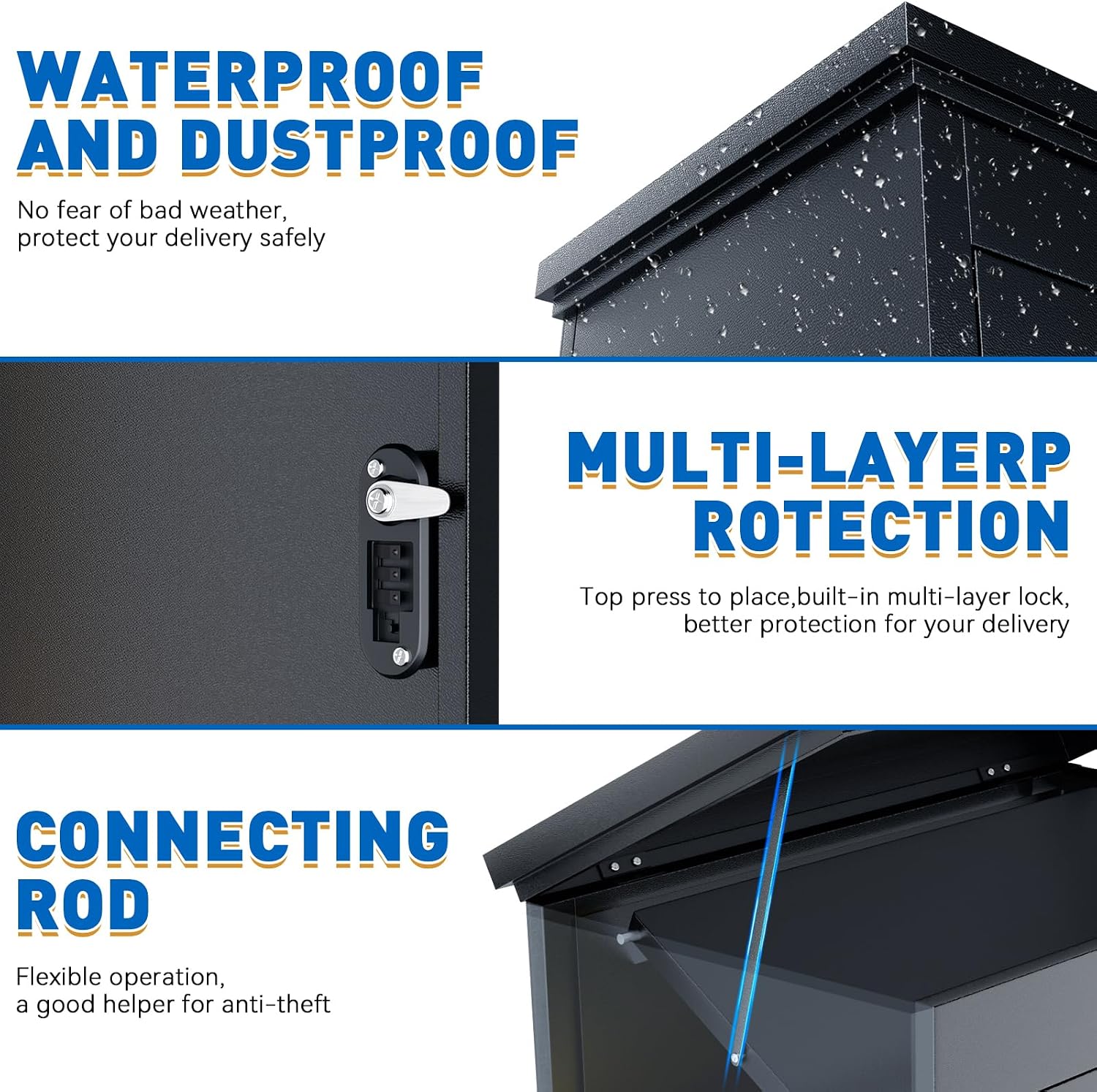 Package Delivery Boxes for Outside, Extra Large Parcel Drop Box with Combination Lock, Anti-Theft Galvanized Steel Waterproof, Secure Storage for Home Porch Curbside Yard Garden