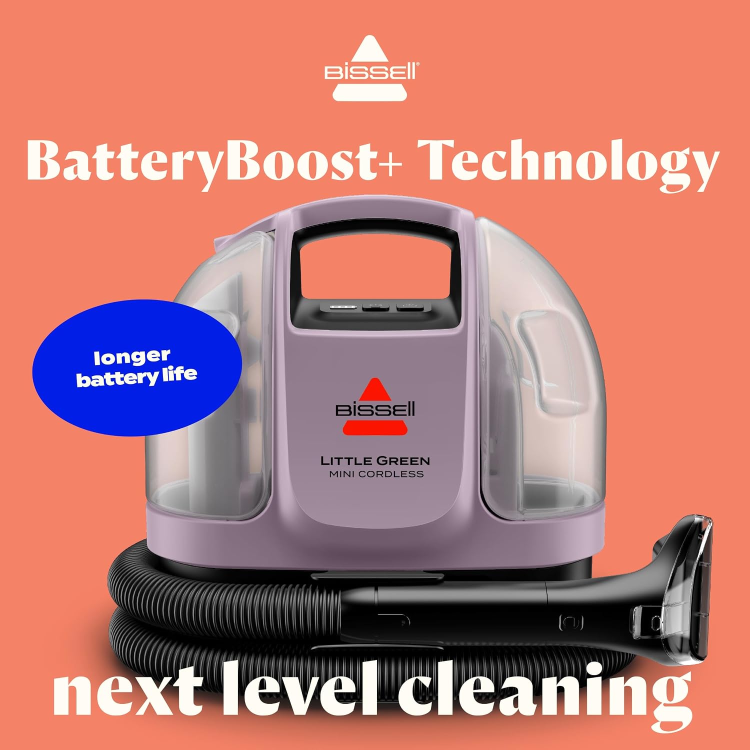 BISSELL Little Green Mini Cordless Portable Carpet and Upholstery Deep Cleaner, Car/Auto Detailer, with HydroRinse Self-Cleaning Tool and 4' Tough Stain Tool, Limited Edition Color Dusk Pink, 4015F