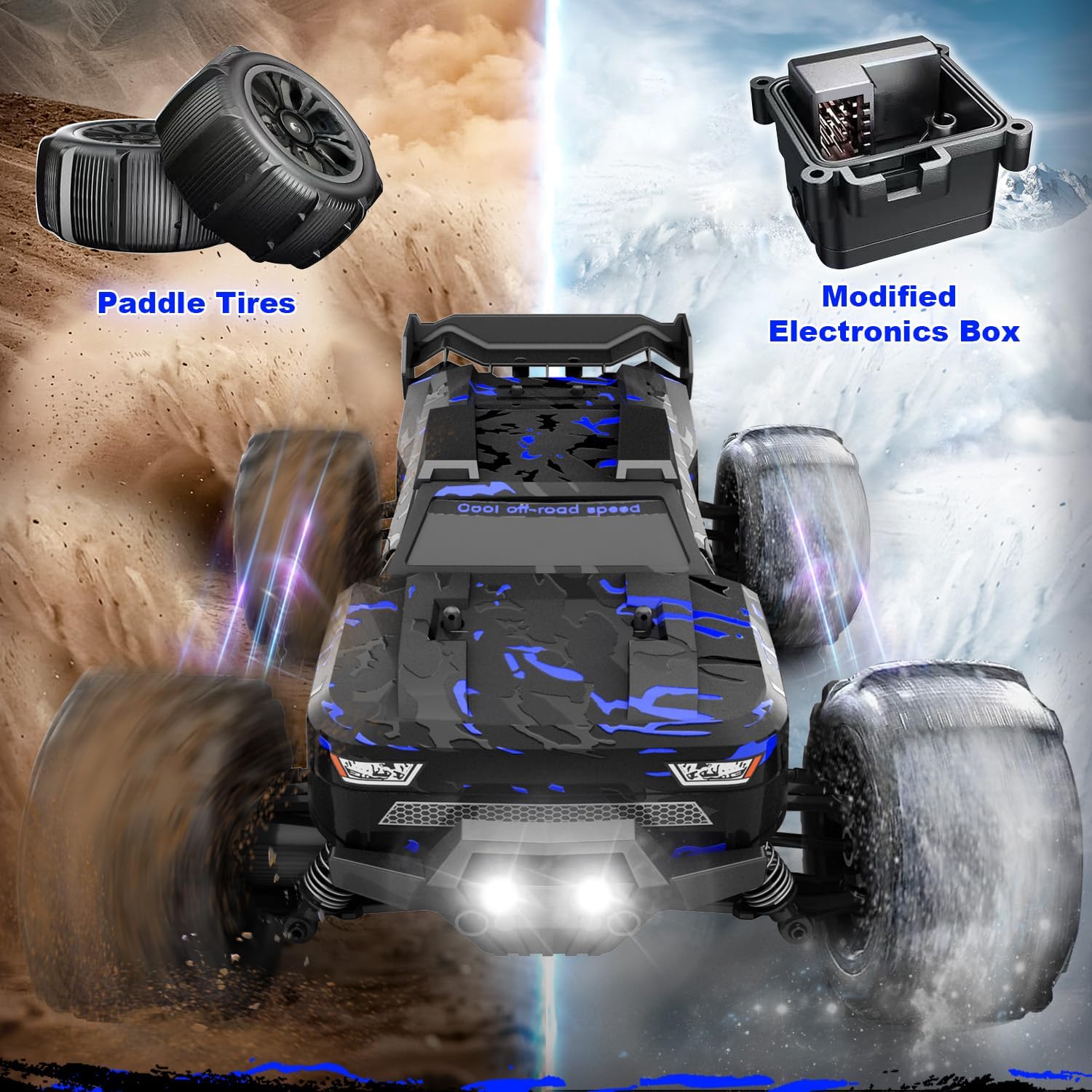 1:14 Scale RC Cars for Adults, 60KPH High Speed RC Truggy, 4X4 Off-Road Remote Control Truck, Waterproof Electric Car with 2S Battery, All Terrain RC Vehicle for Snow, Sand, Beach & Rocky Surfaces