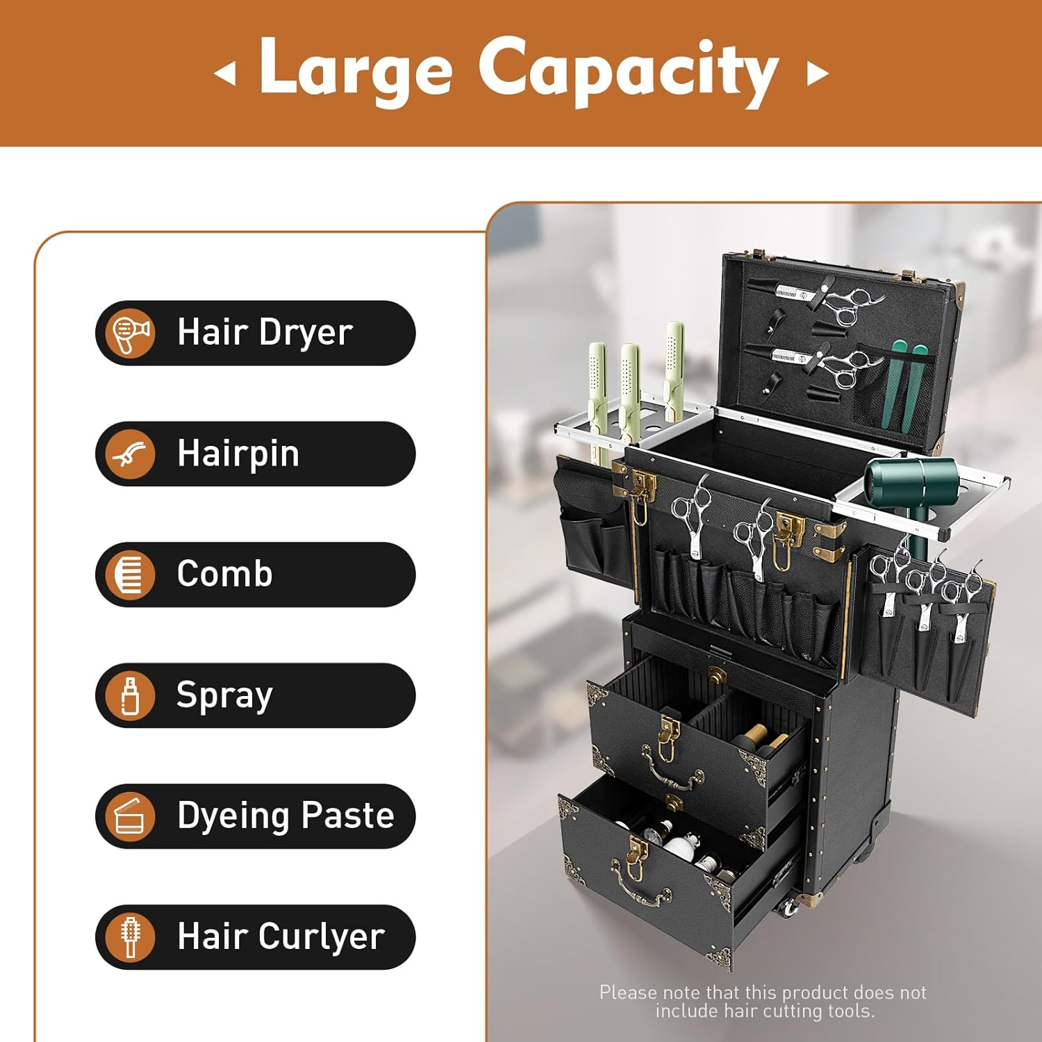 Beauty Salon Luggage Rolling Lockable Makeup Train Trolley Stylist Beauty Salon Cosmetic Luggage Travel Organizer Tool Box for Barbershops Beauty Salons