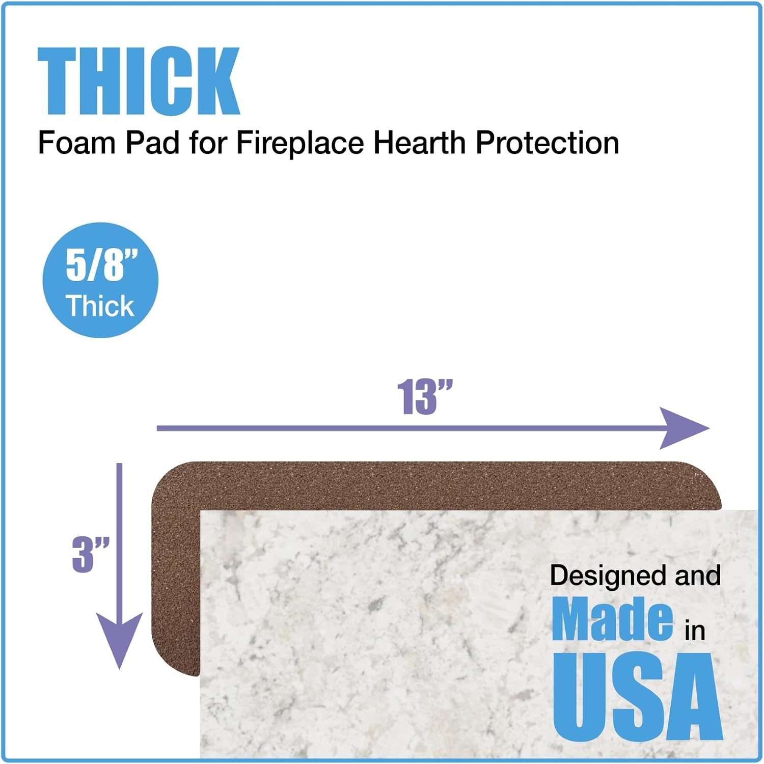 KidKusion Soft Seat Hearth Pad | Made in USA| Brown | 72' x 14' | Fireplace Safety Cushion | Hearth Pad