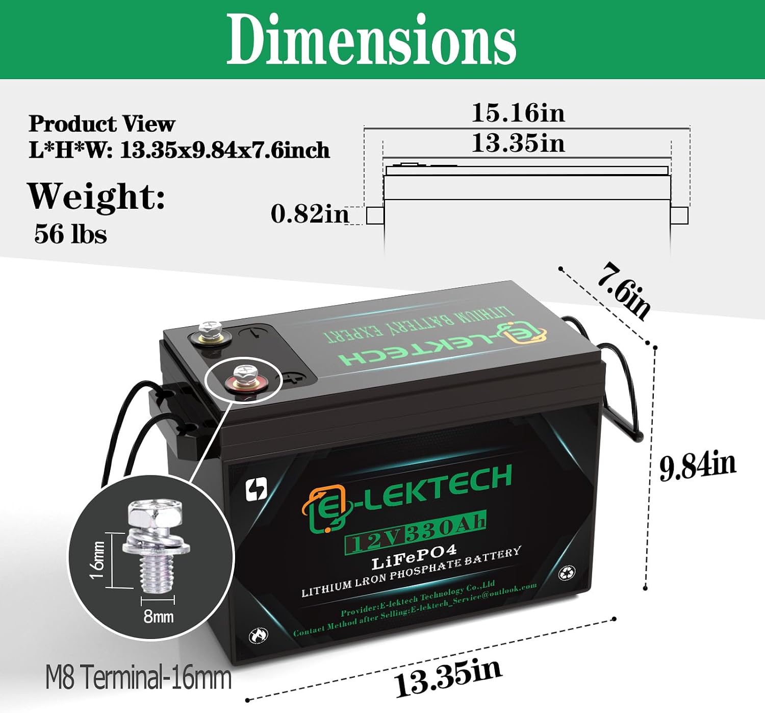 12V 330Ah LiFePO4 Lithium Battery Built-in 200A BMS Rechargeable Mini LiFePO4 Battery Up to 10000 Cycle Lithium Battery, 10-Year Lifespan, Perfect for RV, Solar, Marine, Home Energy Storage