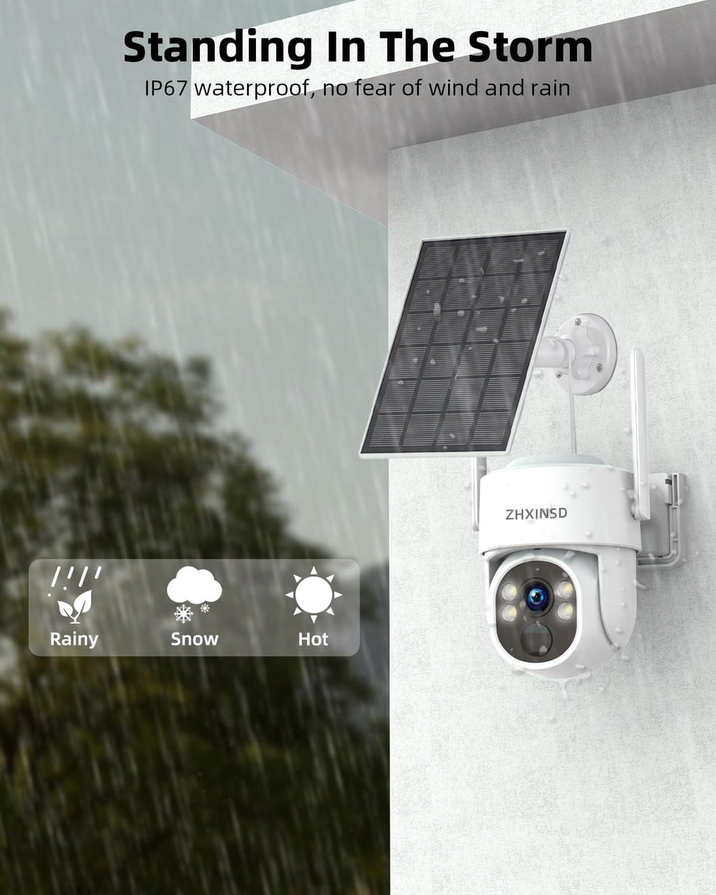 Solar Security Cameras System, Wireless Outdoor with 10' LCD Monitor, 4PCS 4MP Solar Powered PTZ Camera with Solar Panel for Home Security, 10 CH Expandable, Color Night Vision, 2-Way Audio