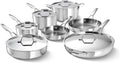 Calphalon Premier Polished 5-Ply Stainless Steel Cookware Set w/Turbo Heat Tech 12 Piece Includes Frying Pans, Pots and Pans Set, Induction, Oven Safe 500F, PFOA Free, Polished Stainless Silver