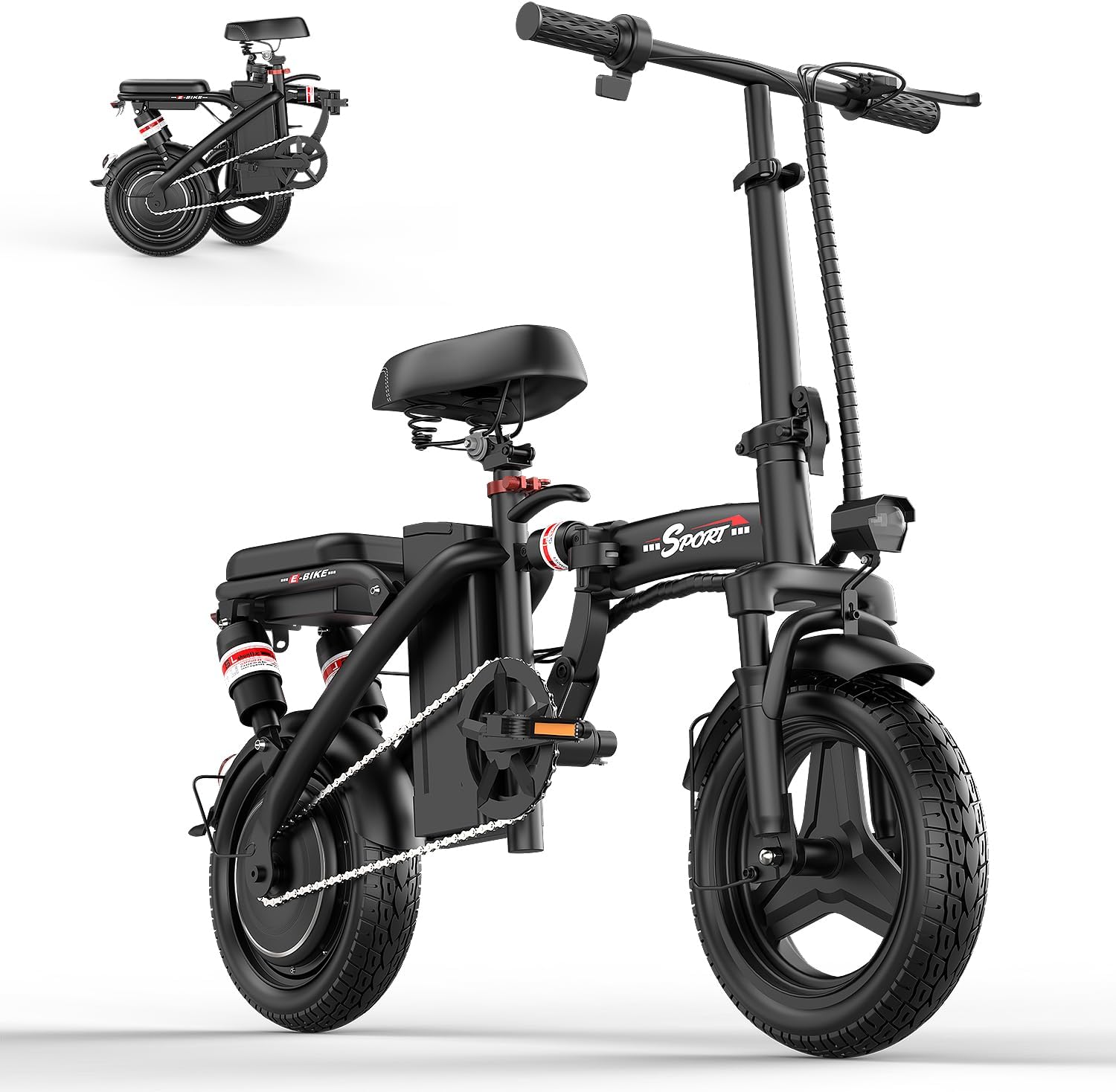 Electric Bike for Adults,14' Folding Adult E Bike with 650W Peak Motor,25 mph,30 Miles Range, 8-Point Suspension & Disc Brake,Commuter Electric Bicycle,UL2849 E Bike