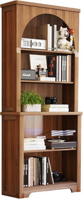 Janmer Home 71' Tall Narrow Arched Bookshelf, Mid Century Modern 5-Tier Arched Narrow Storage Bookcase with Adjustable Open Display Shelf for Office, Living Room (Walnut)