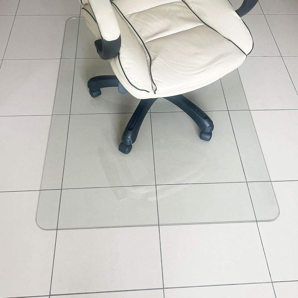 Marvelux Tempered Glass Office Chair Mat for Carpet & Hardwood Floors Clear Carpeted & Hard Floor Protector, Executive Thick Chair Mat for High & All Pile Carpets & Hard Wood with No Slip Pads 36'x40'