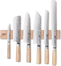 FINDKING 7PCS Kitchen Knife Set, with Wooden Magnetic Knife Holder, Elegant Japanese Chef Knives Set, Sharp Stainless Steel Blade, Pakka Wood Handle, for Daily Cooking (Michelia Series)