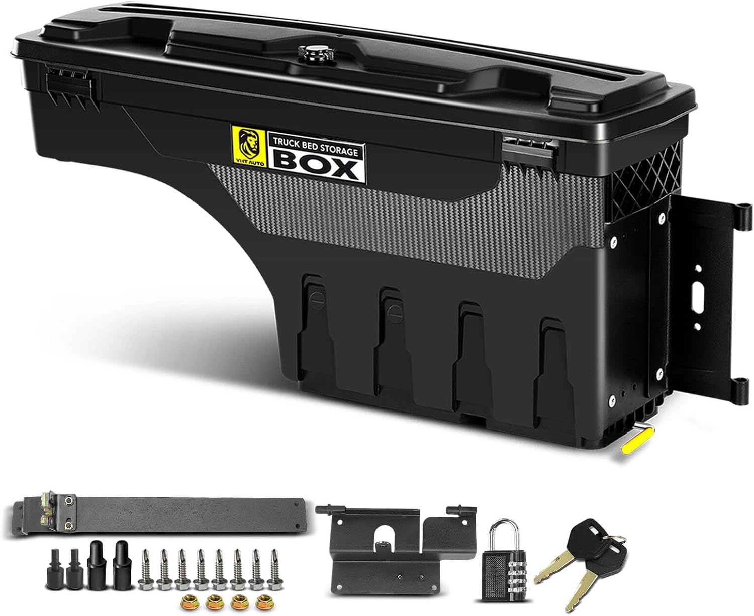 YHTAUTO Passenger Side Truck Bed Storage Tool box Compatible with 2015-2023 Chevrolet Colorado & GMC Canyon, 2019-2021 Fits 74' Bed, Lockable Swing Waterproof Wheel Well Toolbox
