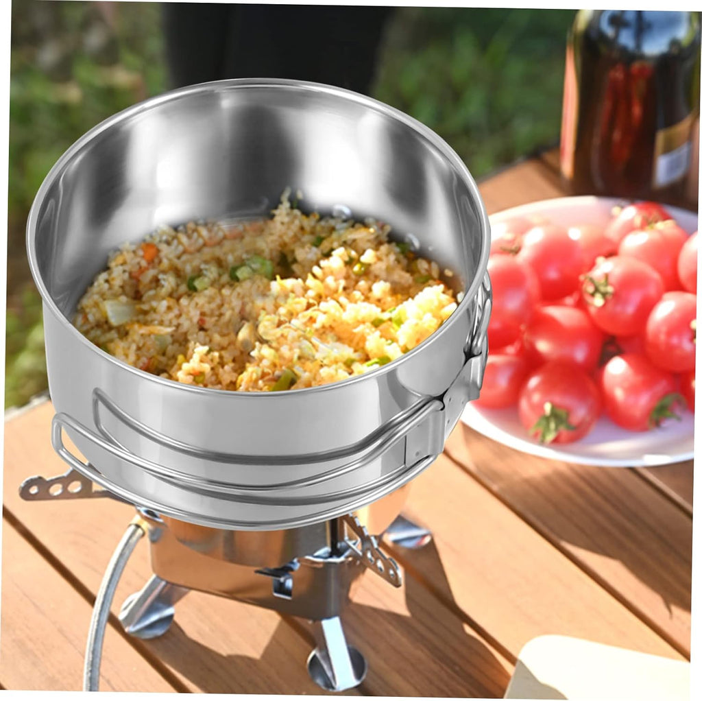 Milisten Camping Cookware Stainless Steel Stackable Pot Pan with Handle Non Stick Cooking Utensils for Outdoor